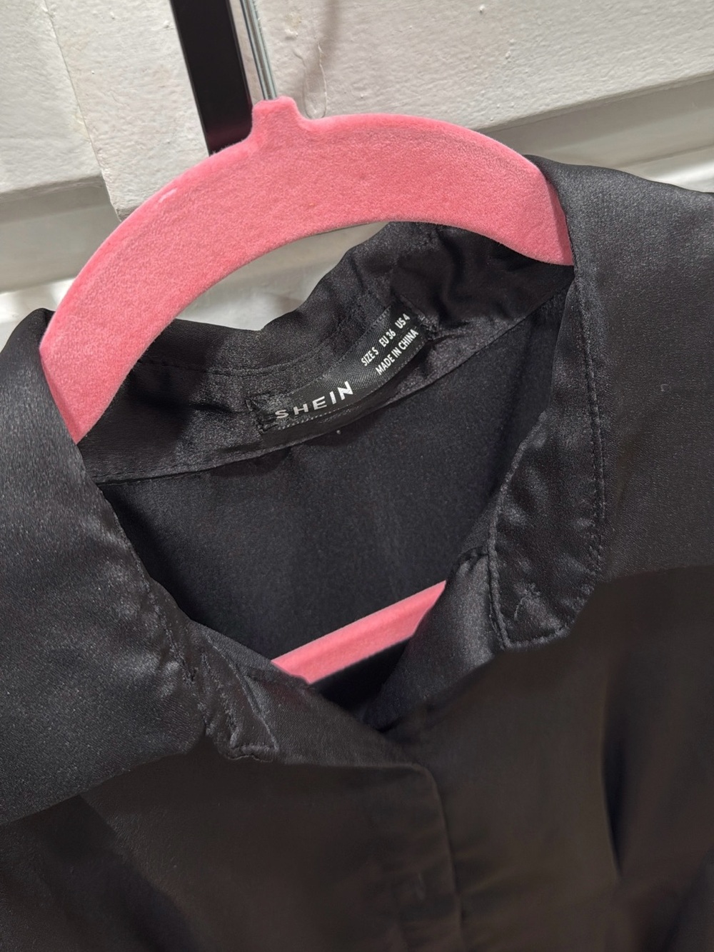 SHEIN Black Satin Notch Collar Blazer